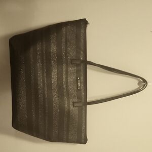 Kate Spade Black Glitter Stripe Tote